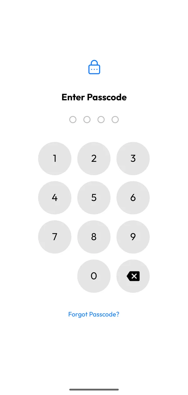 App lock passcode screen