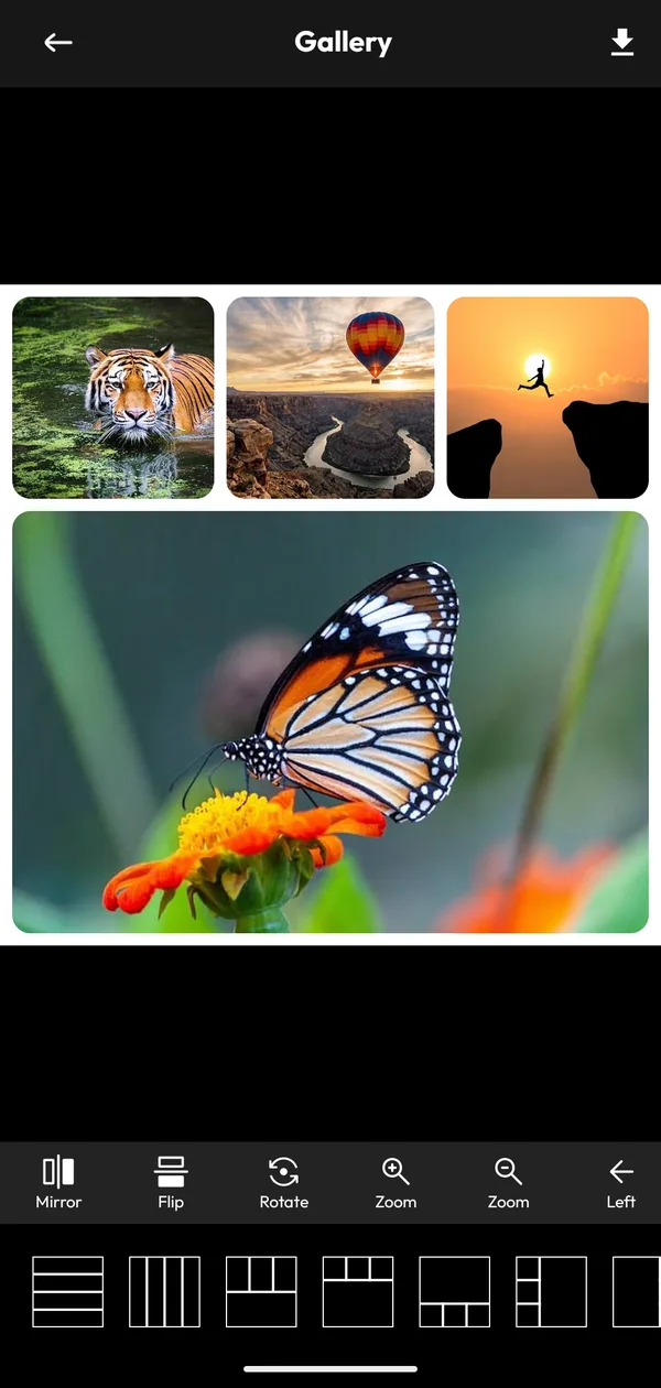 Collage maker with four photos in a grid layout