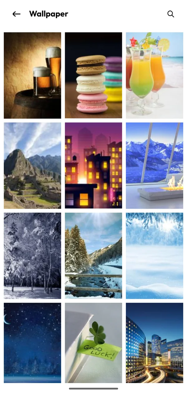 Wallpaper browser with a grid of wallpapers
